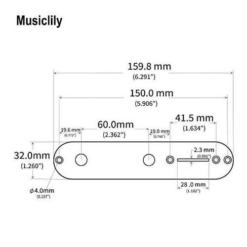 Musiclily MX0686 Накладка под потенциометры, Tele Style, черная.